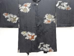 大正ロマン　破れ色紙に花模様織り出し漆一つ紋羽織